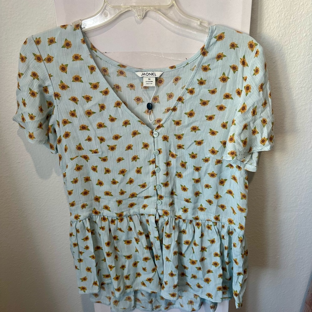 Monki Blue Floral Women's Top
